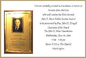 Plaque and Invitation to the McCain luncheon